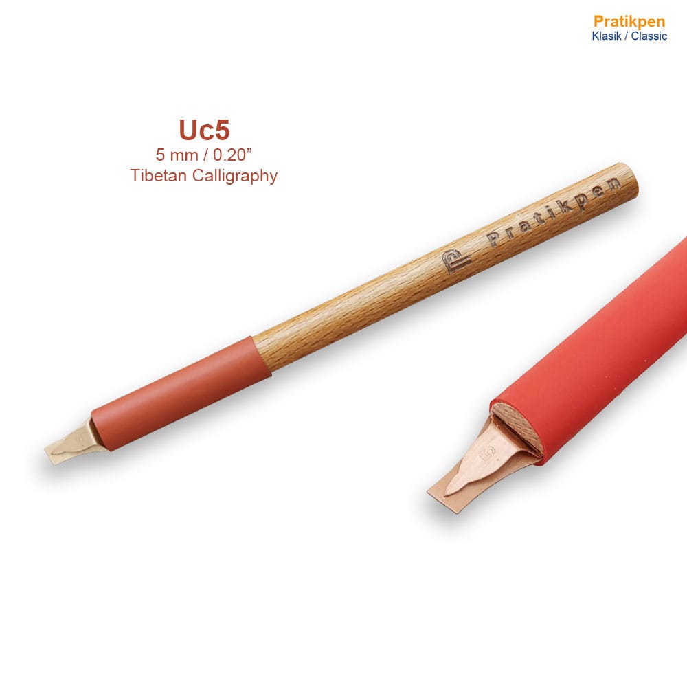 Pratikpen Tibetan Calligraphy Uchen Pen Set – 5 pcs | Wooden Handle & Stainless Steel Type