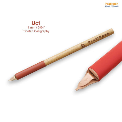 Pratikpen Tibetan Calligraphy Uchen Pen Set – 5 pcs | Wooden Handle & Stainless Steel Type