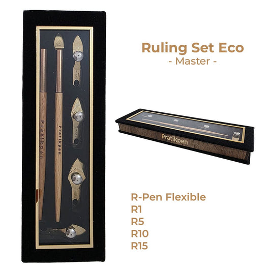 Pratikpen Ruling Pen Calligraphy Set Master Eco – Interchangeable Nibs Wooden Ink Drawing Pen Kit