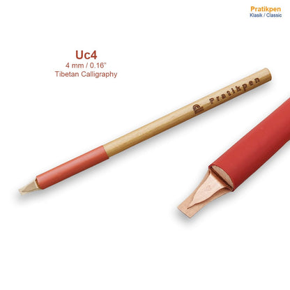 Pratikpen Tibetan Calligraphy Uchen Pen Set – 5 pcs | Wooden Handle & Stainless Steel Type