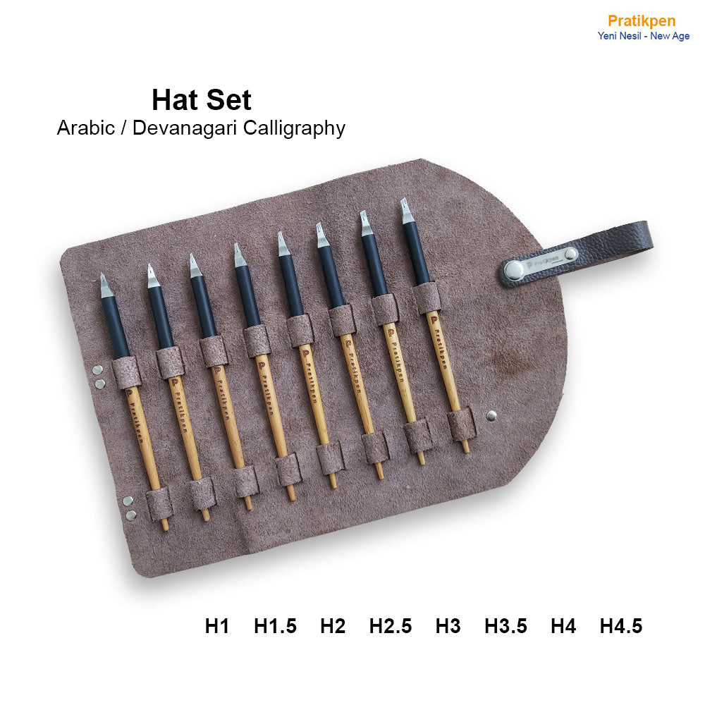 The Pratikpen Hat Set – New Age Series is a specially developed 8-piece calligraphy pen collection designed for Arabic Hat (Ottoman calligraphy) and Devanagari script
