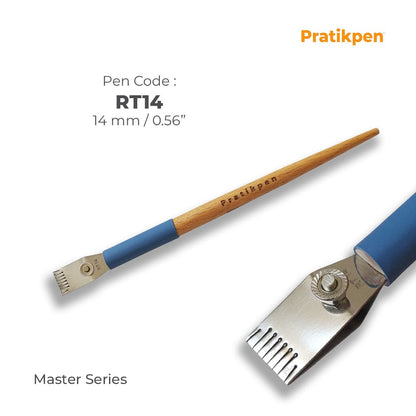 Pratikpen RT14 Master Series professional art pen featuring a 14 mm stainless-steel blade tip