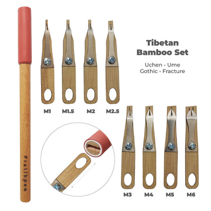 Pratikpen Tibetan Bamboo Calligraphy Nib Set – Uchen, Ume &amp; Gothic Styles