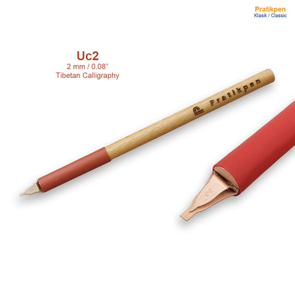 Pratikpen Tibetan Calligraphy Uchen Pen Set – 5 pcs | Wooden Handle & Stainless Steel Type